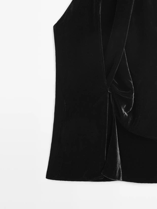 BLACK|6085/755 - Massimo Dutti Топ с открытыми плечами из вельвета