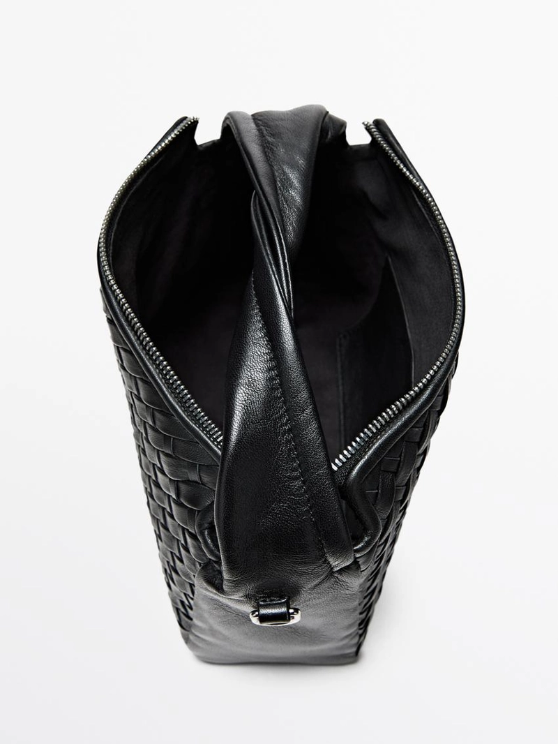 Кожаная плетеная мини-сумка nappa