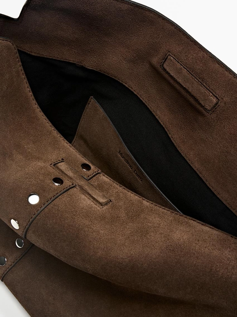 Сумка-ведро из замши деления кожи