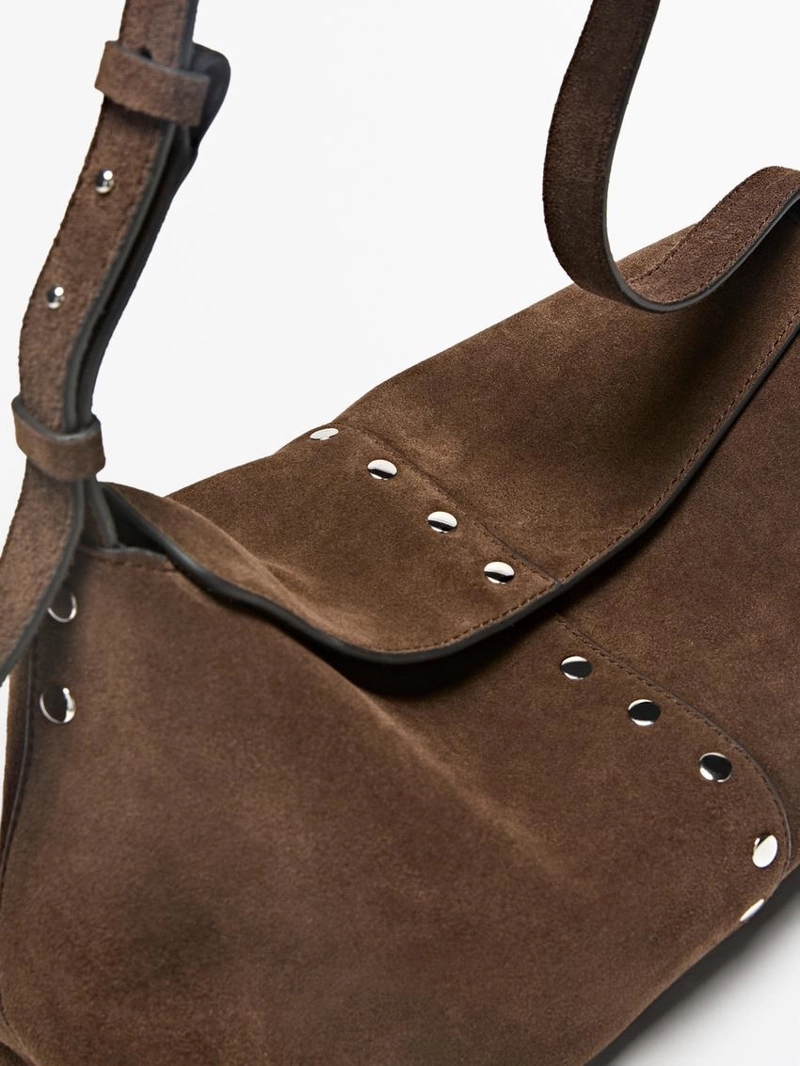 Сумка-ведро из замши деления кожи