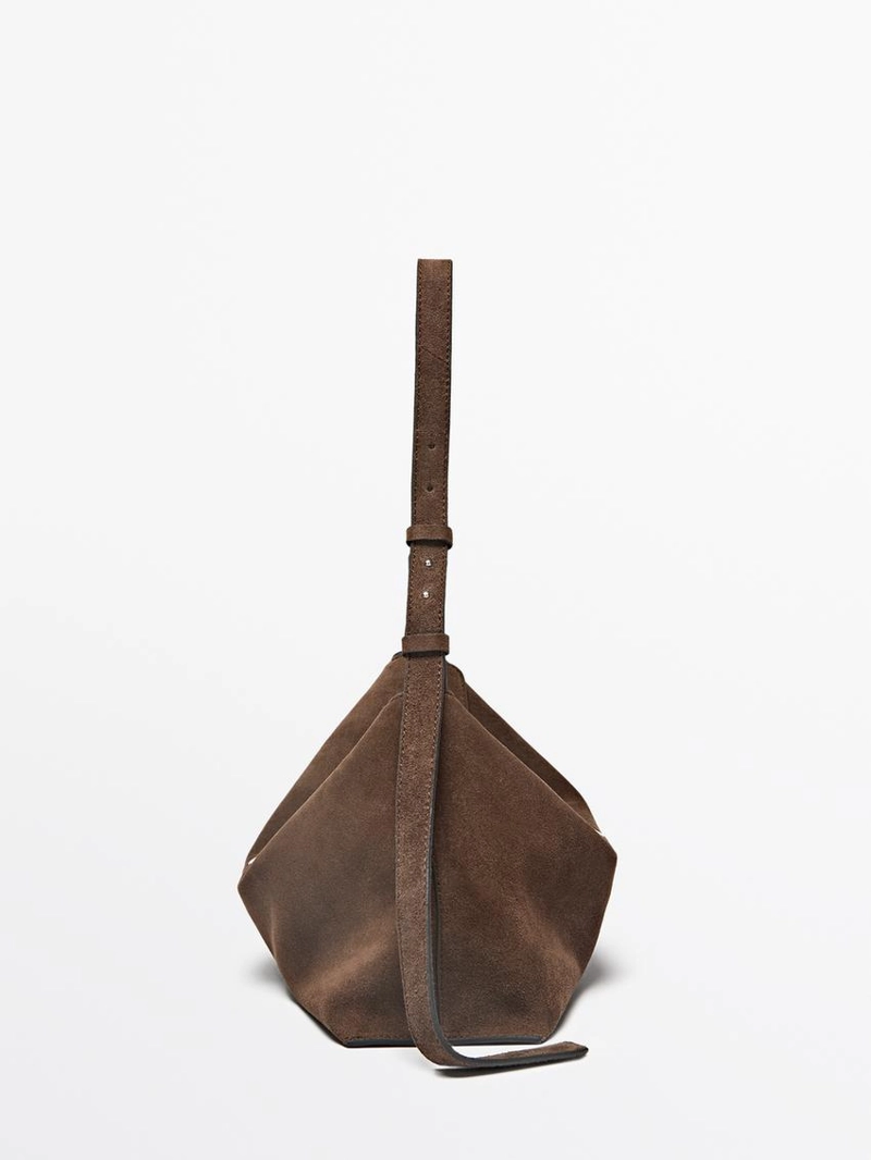 Сумка-ведро из замши деления кожи