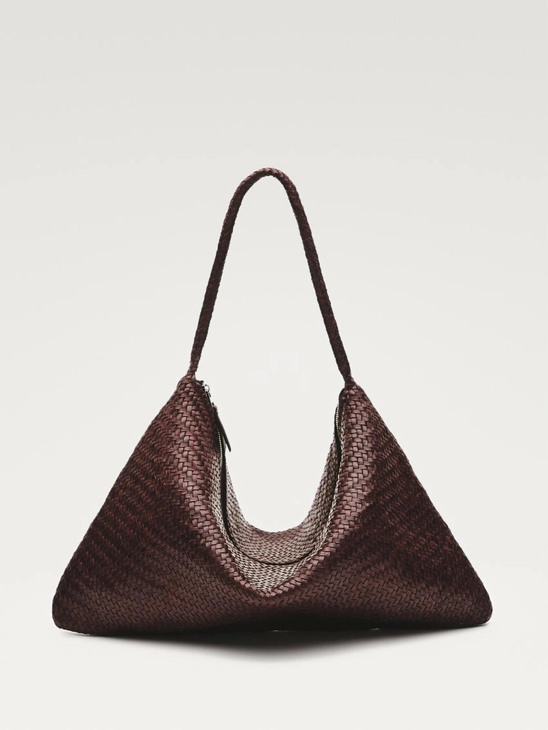 Сумка большая плетеная из натуральной кожи наппа