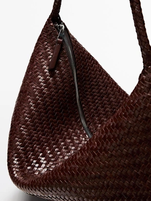 Сумка большая плетеная из натуральной кожи наппа- Заказать в России