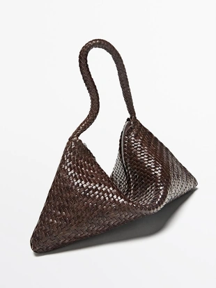 Маленькая плетеная сумка через плечо из кожи- Заказать в России