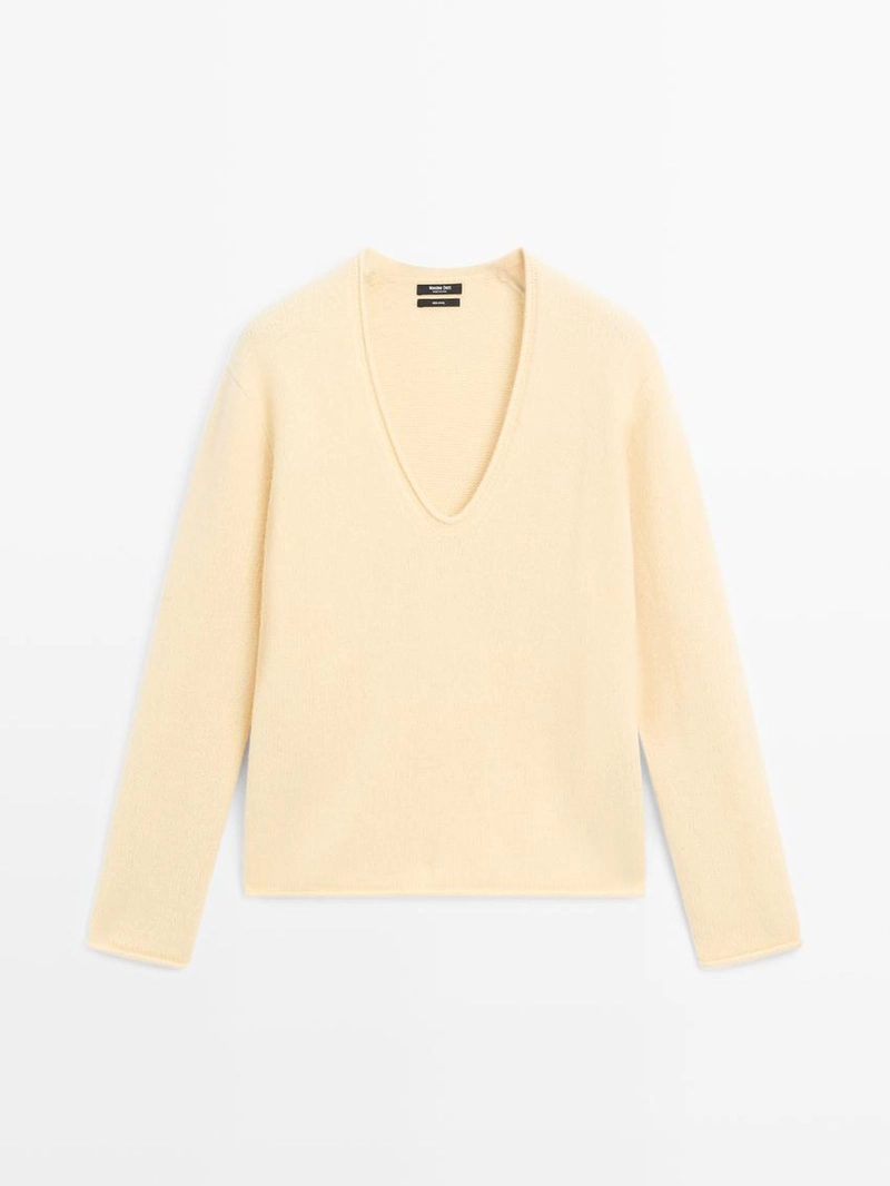 Свитер с v-образным вырезом из 100% шерсти