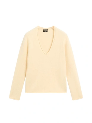 Свитер с V-образным вырезом из 100% шерсти- Заказать в России