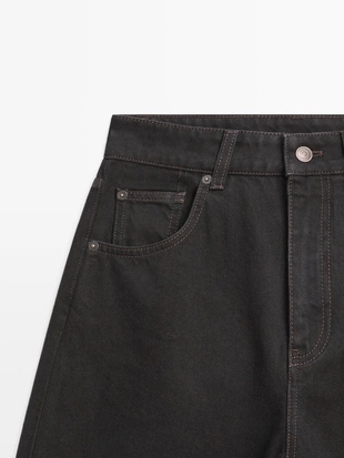 Джинсы с высокой посадкой и свободным кроем бочонка- Заказать в России