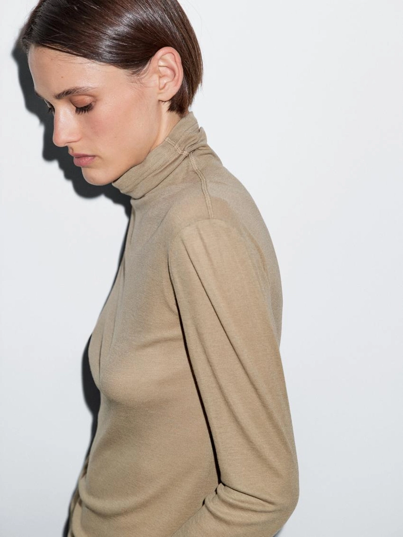 Футболка с длинным рукавом из ленцелла и шерстяной смеси