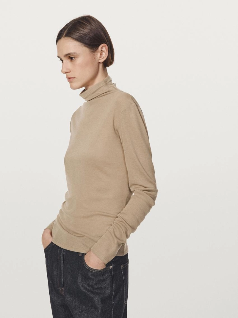 Футболка с длинным рукавом из ленцелла и шерстяной смеси