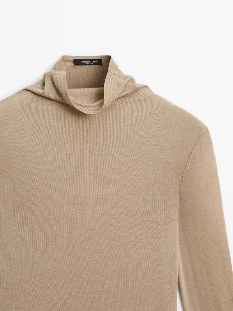 Футболка с длинным рукавом из ленцелла и шерстяной смеси