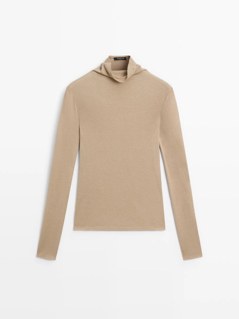 Футболка с длинным рукавом из ленцелла и шерстяной смеси