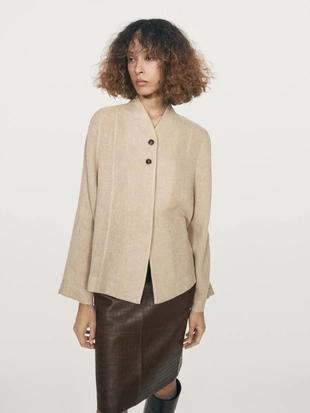 Рубашка из шерстяной смеси с видимыми пуговицами- Заказать в России