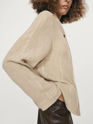 Рубашка из шерстяной смеси с видимыми пуговицами- Заказать в России