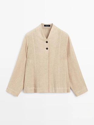 Рубашка из шерстяной смеси с видимыми пуговицами- Заказать в России