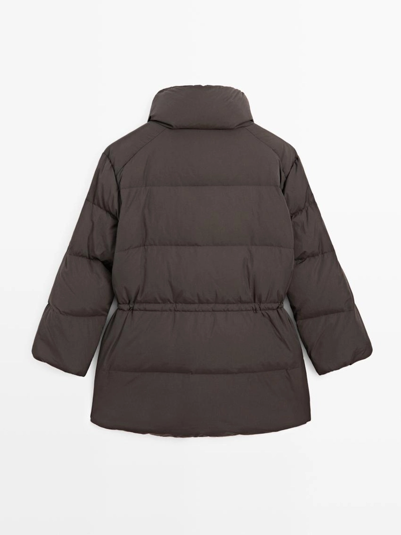 Пуховик с водоотталкивающей отделкой и эластичной талией