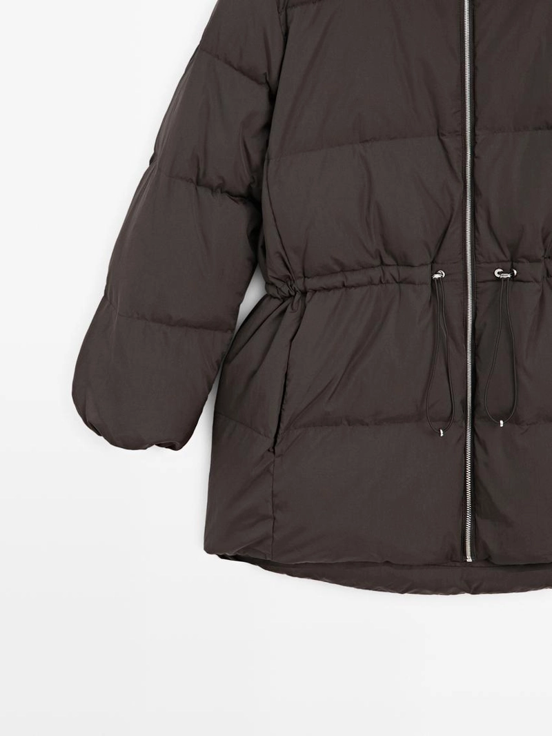 Пуховик с водоотталкивающей отделкой и эластичной талией