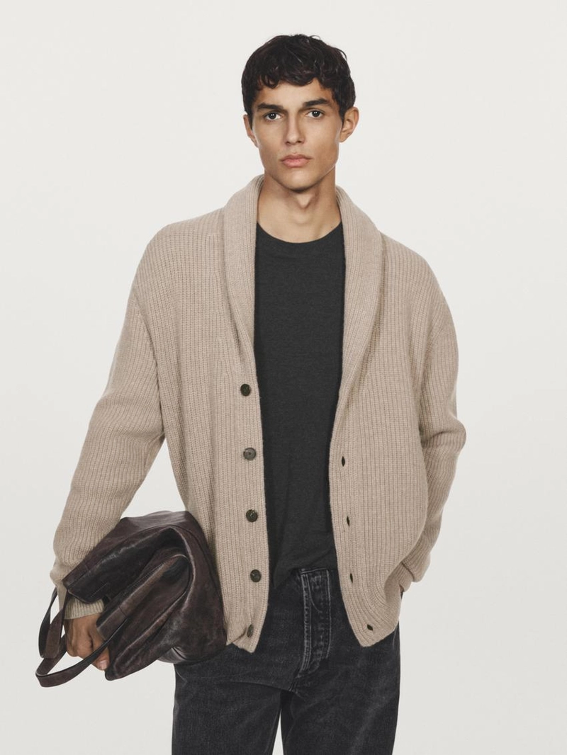 Кардиган с воротником из трикотажа