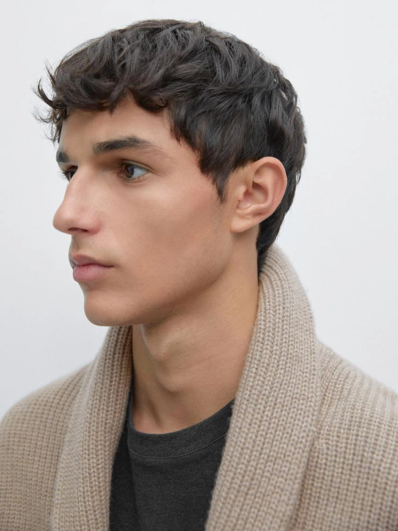 Кардиган с воротником из трикотажа