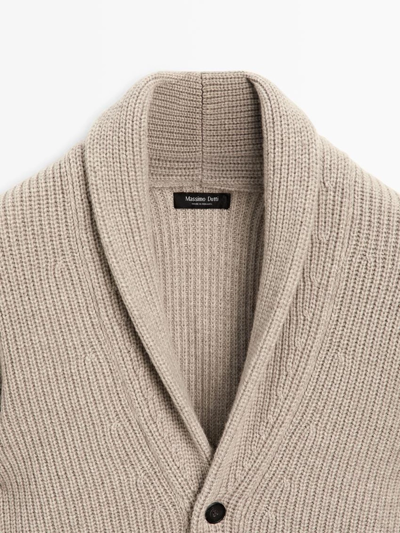 Кардиган с воротником из трикотажа