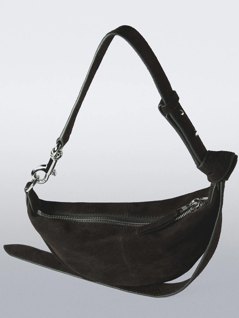 Мини сумка через плечо из замши двойного ворса