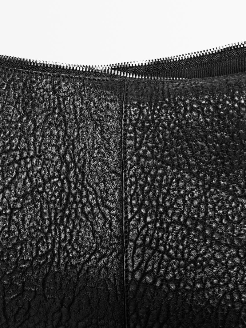 Сумка-ведро из натуральной кожи нубук