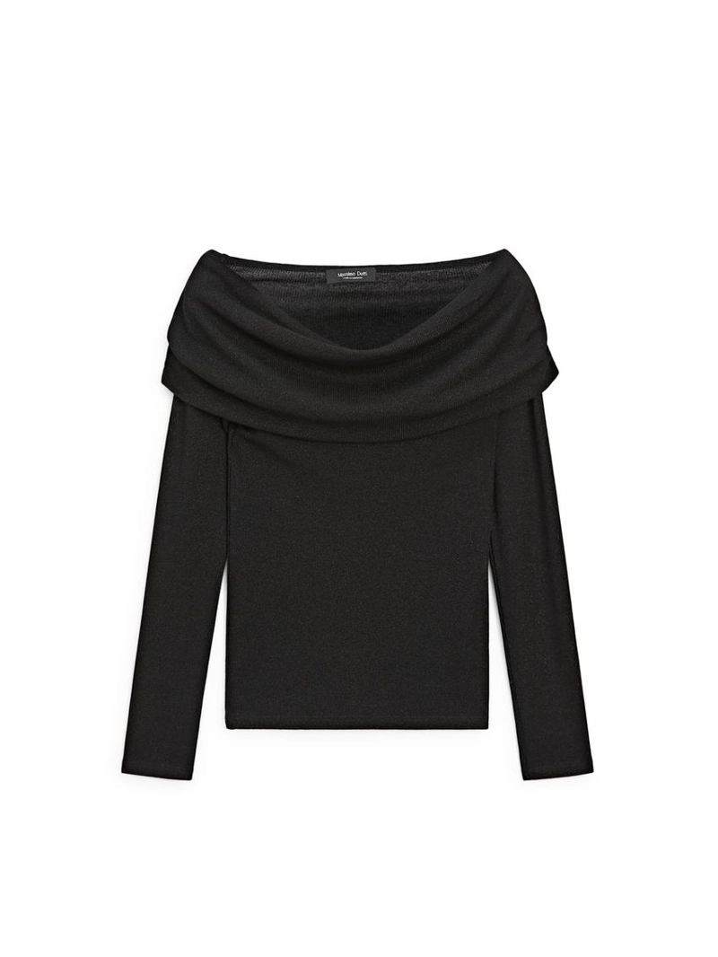 Лонгслив с ребристыми полосками и металлическим блеском