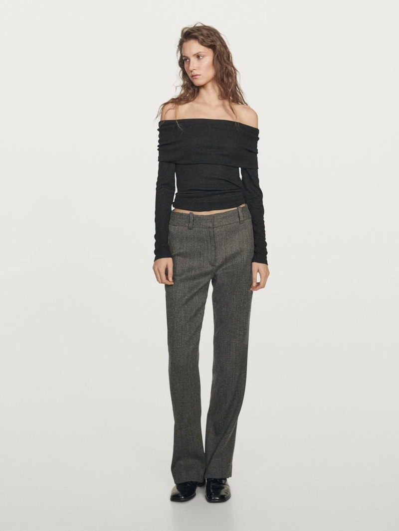 Лонгслив с ребристыми полосками и металлическим блеском