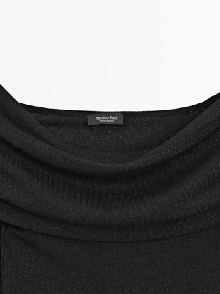 Лонгслив с ребристыми полосками и металлическим блеском- Заказать в России