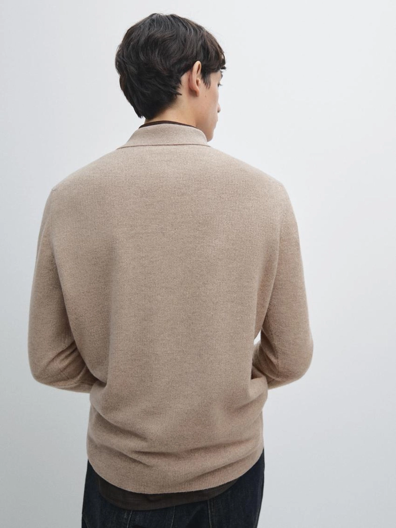 Поло-свитер из вязаного шерстяного микса с молнией