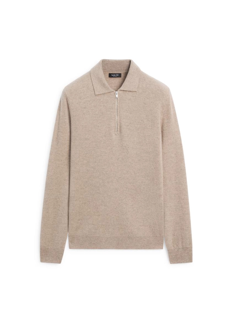 Поло-свитер из вязаного шерстяного микса с молнией