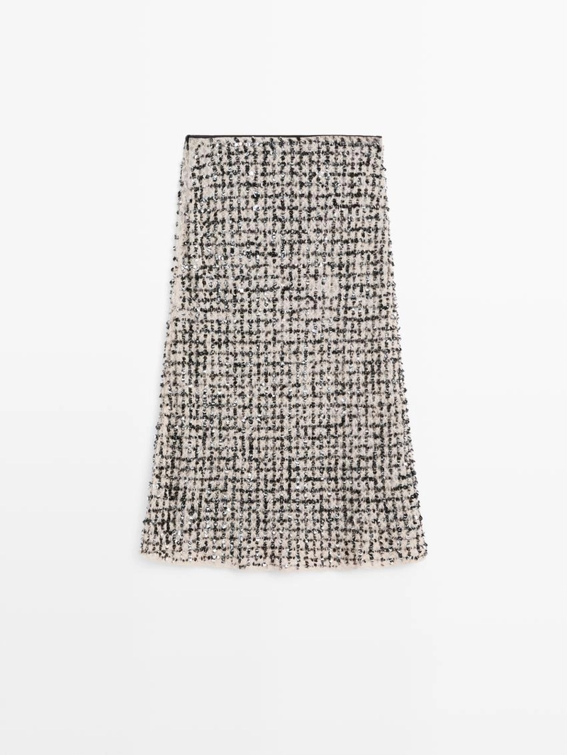 Юбка-миди с вышивкой и стразами