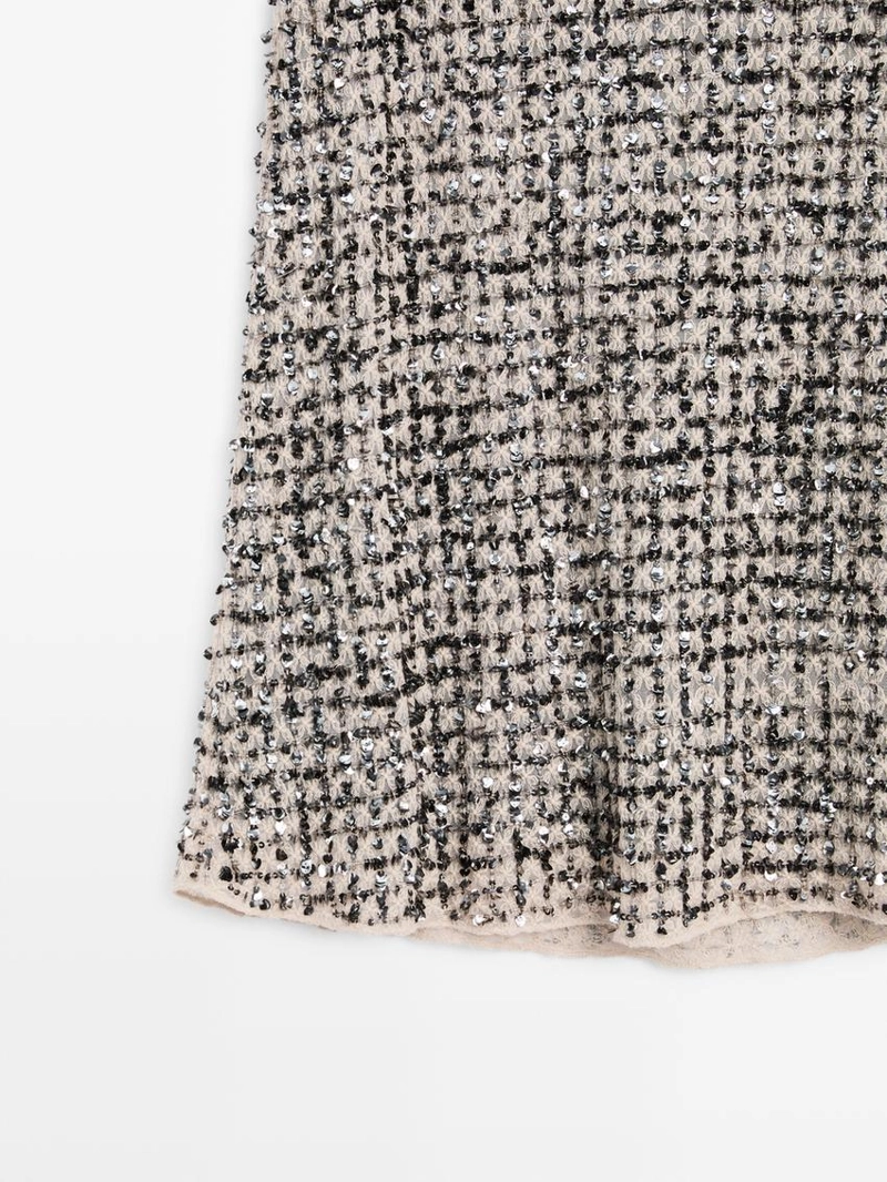 Юбка-миди с вышивкой и стразами
