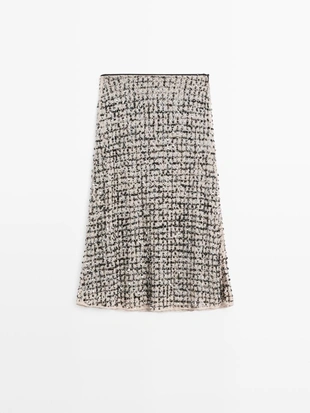 Юбка-миди с вышивкой и стразами- Заказать в России