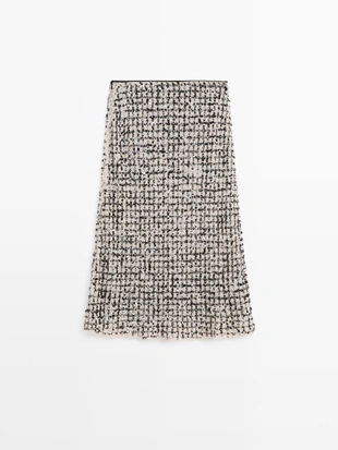 Юбка-миди с вышивкой и стразами- Заказать в России