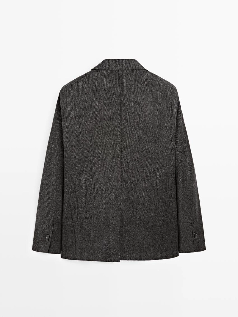 Пиджак из шерстяно-хлопковой смеси в елочку