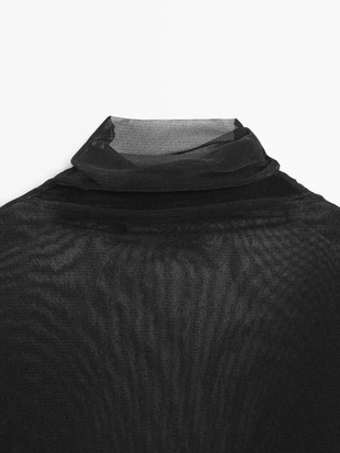 Прозрачная длиннорукавная футболка- Заказать в России