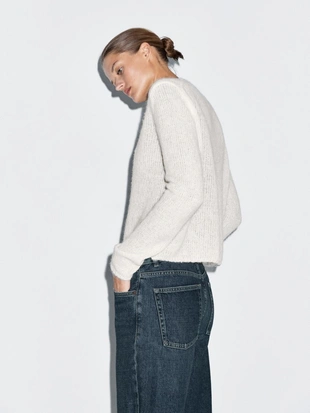 Джинсы с низкой посадкой прямого кроя с манжетами- Заказать в России