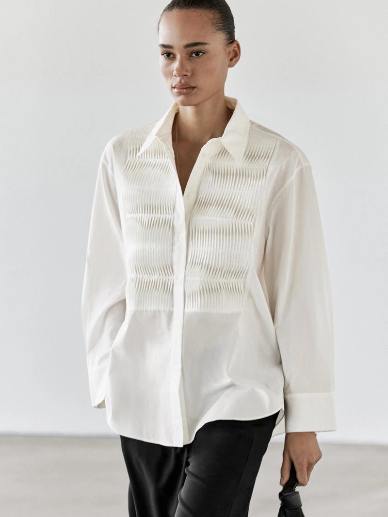 Рубашка из 100% хлопка с деталями на груди