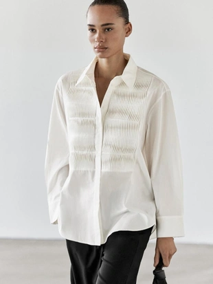 Рубашка из 100% хлопка с деталями на груди- Заказать в России