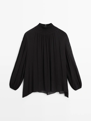 Блузка с деталями воротника- Заказать в России