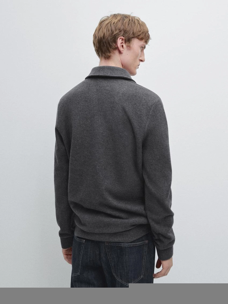 Поло с застежкой на молнии из хлопкового микса