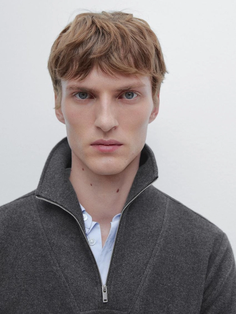 Поло с застежкой на молнии из хлопкового микса