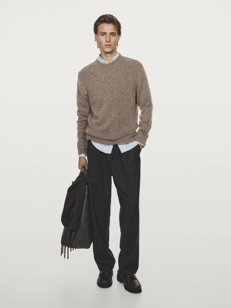 Трикотажный свитер с круглым вырезом из шерстяной смеси