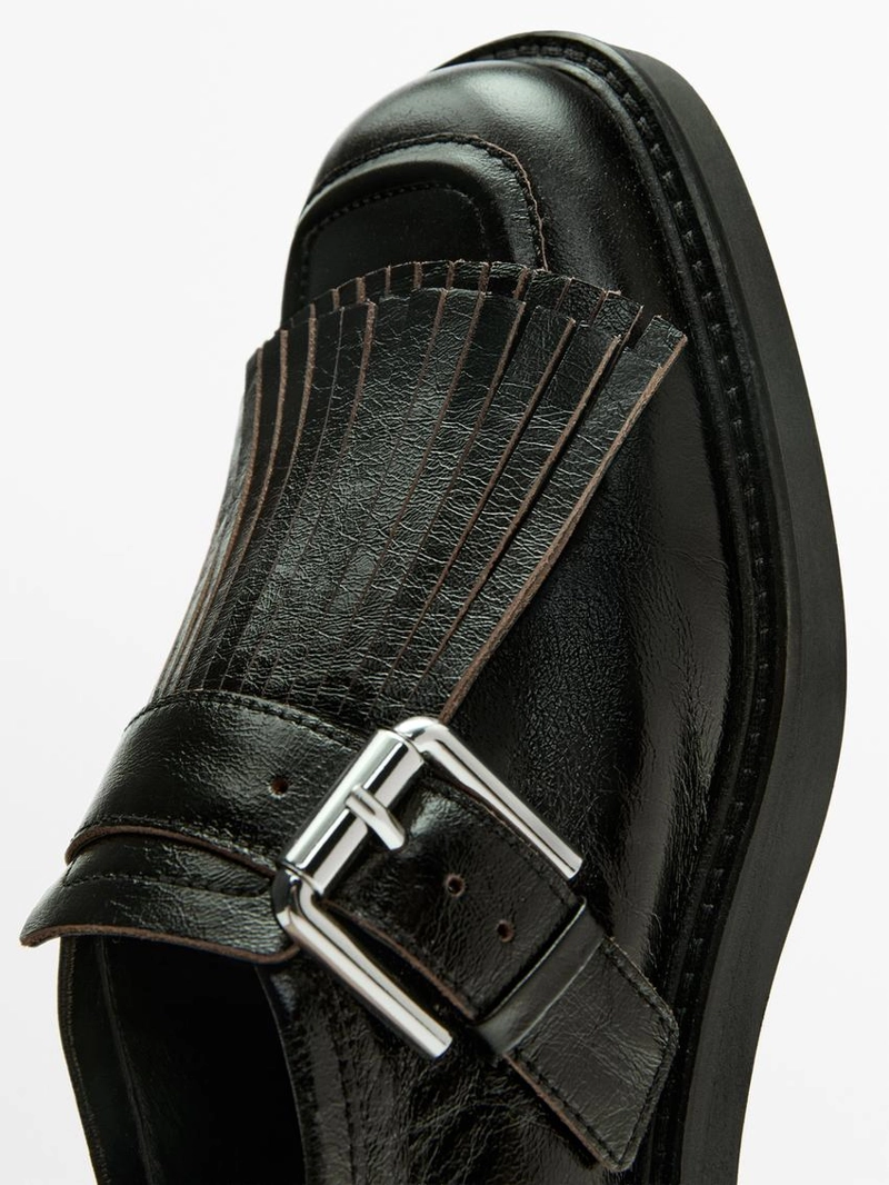 Туфли derby с застежкой на пряжке и бахромой