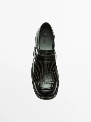 Туфли DERBY с застежкой на пряжке и бахромой- Заказать в России