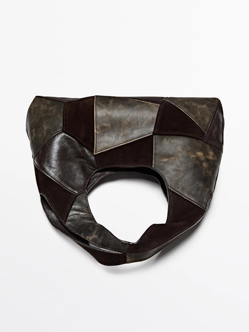 Сумка среднего размера из комбинированной кожи