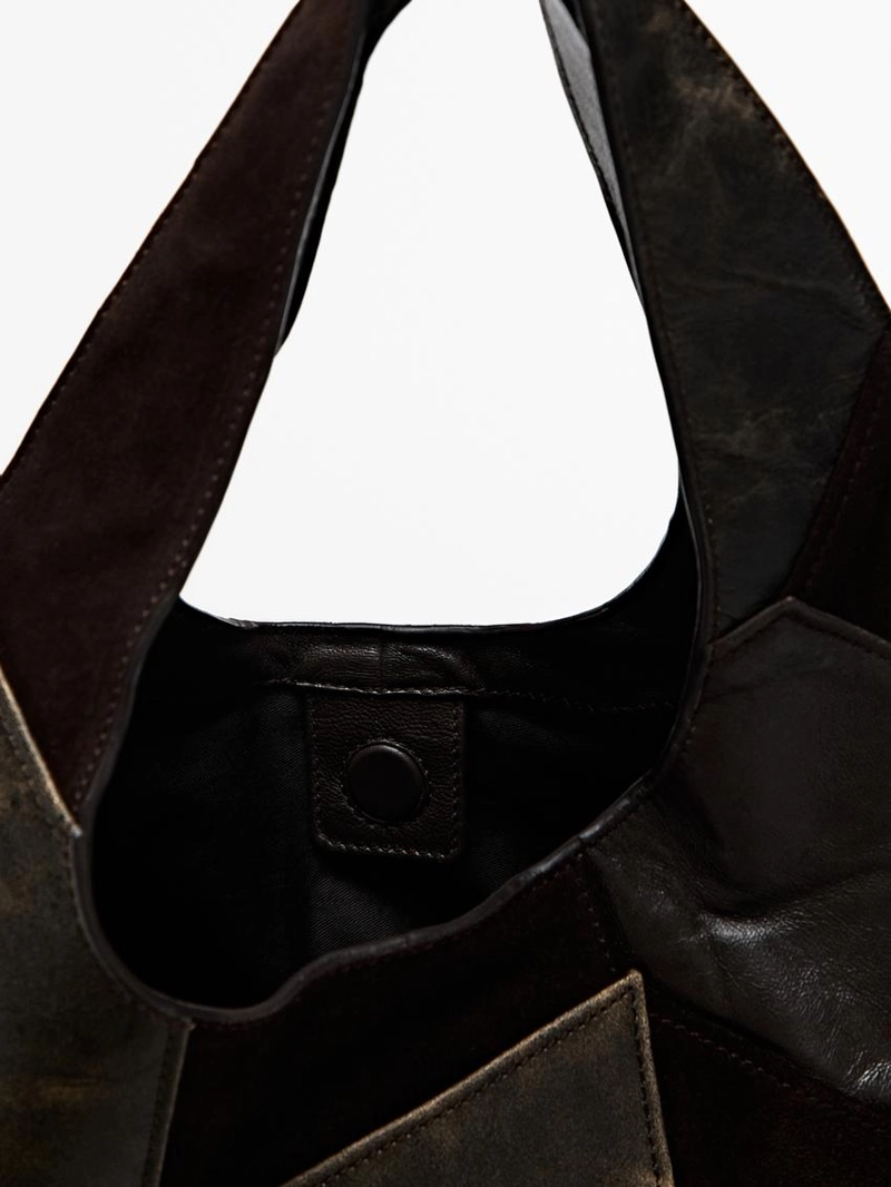 Сумка среднего размера из комбинированной кожи