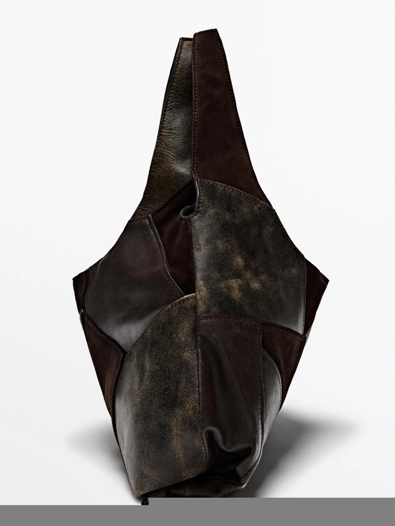 Сумка среднего размера из комбинированной кожи