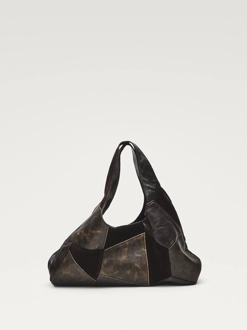 Сумка среднего размера из комбинированной кожи