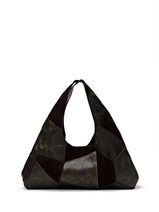 Сумка среднего размера из комбинированной кожи- Заказать в России